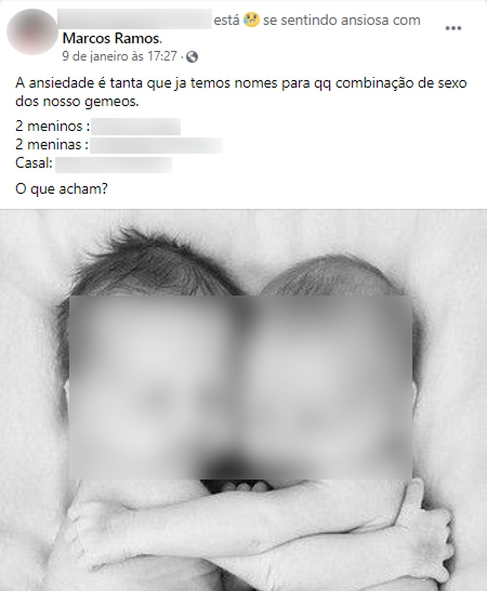 No incio de janeiro namorada fez postagem sobre gravidez e afirmou que casal aguardava ansioso chegada dos bebs Foto ReproduoFacebook