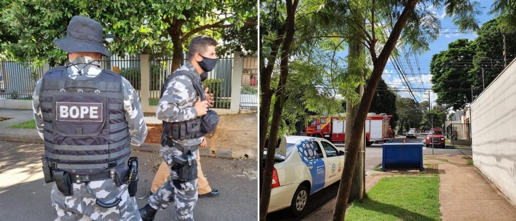Uma suposta bomba foi deixada na frente da sede da RPC afiliada da Globo em Maring foto Reproduo